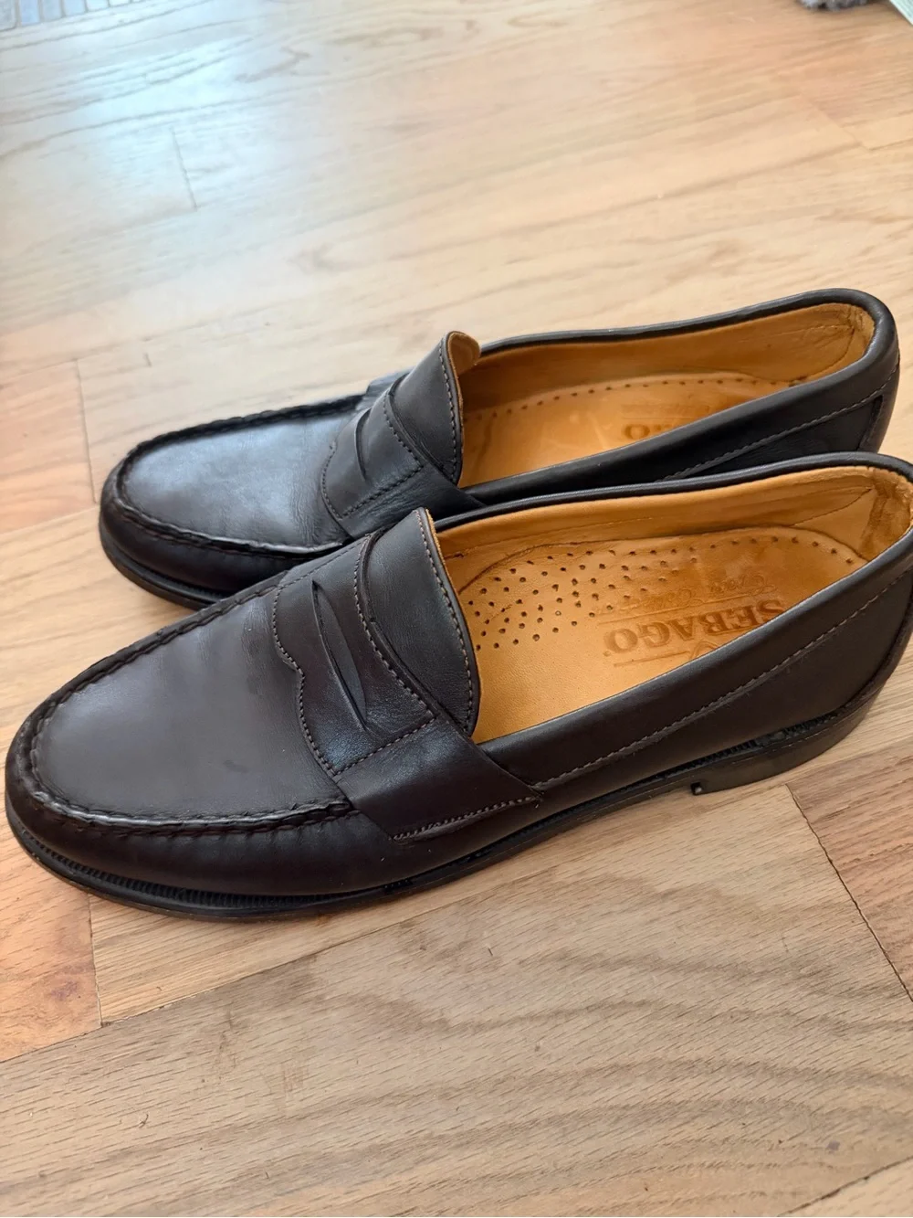 Sebago Dark Brown Leather Penny Loafers